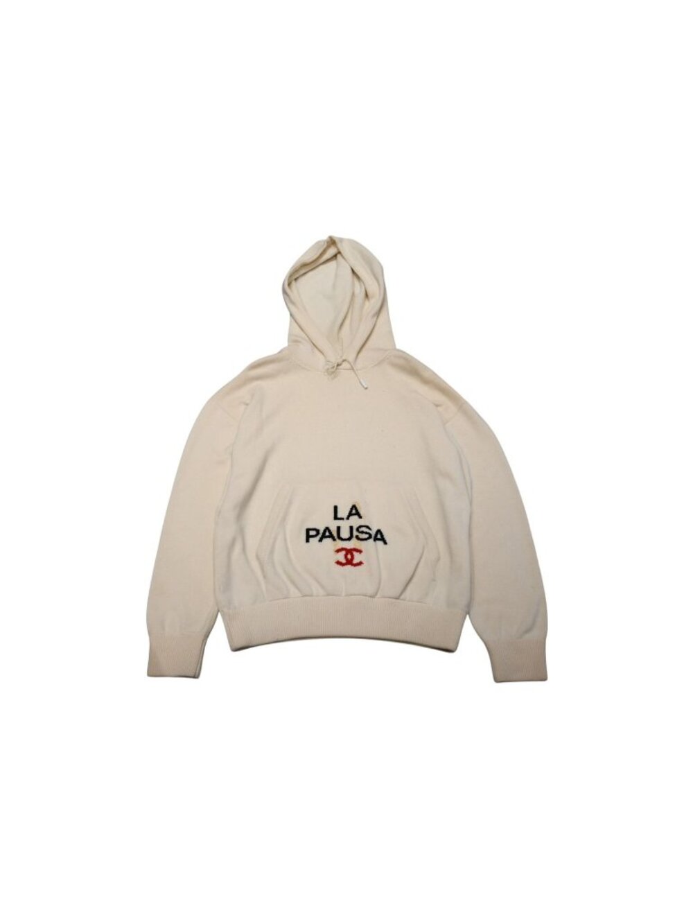 Chanel la Pausa Hoodie CC Logo Cashmere Ivory 46